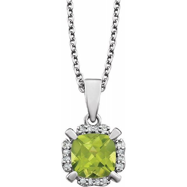 14K White Peridot & .05 CTW Diamond 18" Necklace 1