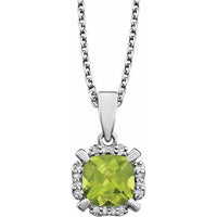 14K White Peridot & .05 CTW Diamond 18" Necklace 1