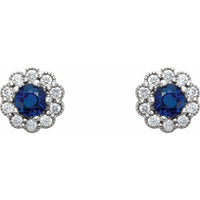 14K White Blue Sapphire & 1/6 CTW Diamond Earrings 2