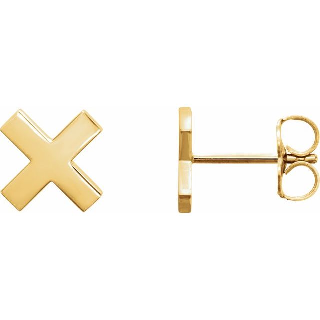 14K Yellow 7.9 mm X Earrings 1
