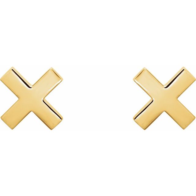 14K Yellow 7.9 mm X Earrings 2