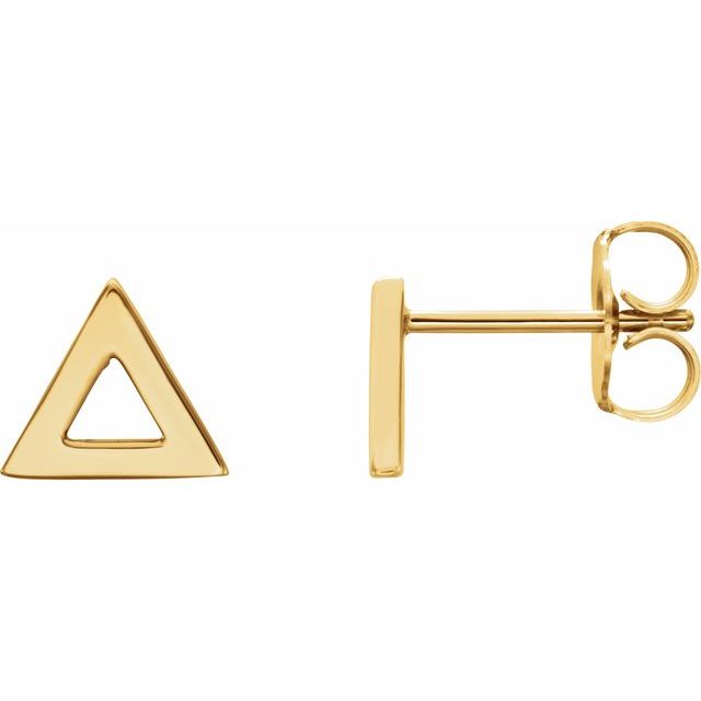14K Yellow Triangle Earrings 1