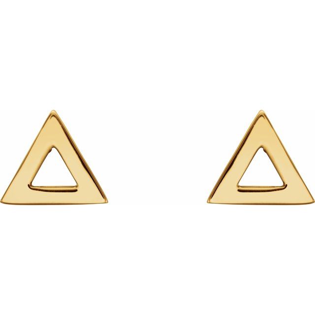 14K Yellow Triangle Earrings 2