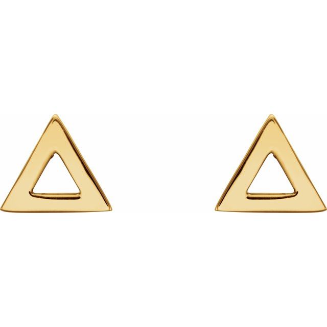 14K Yellow Triangle Earrings 2