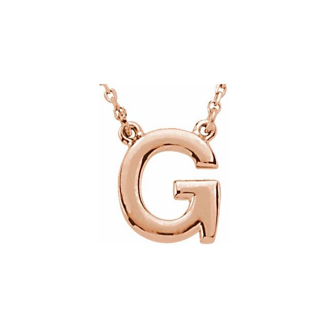 14K Rose Block Initial G 16" Necklace 1