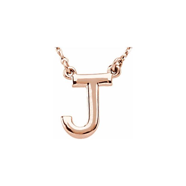 14K Rose Block Initial J 16" Necklace 1