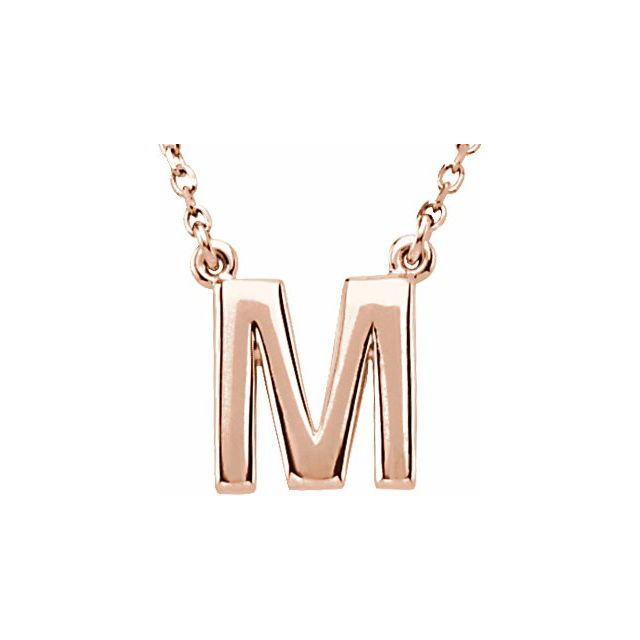 14K Rose Block Initial M 16" Necklace 1