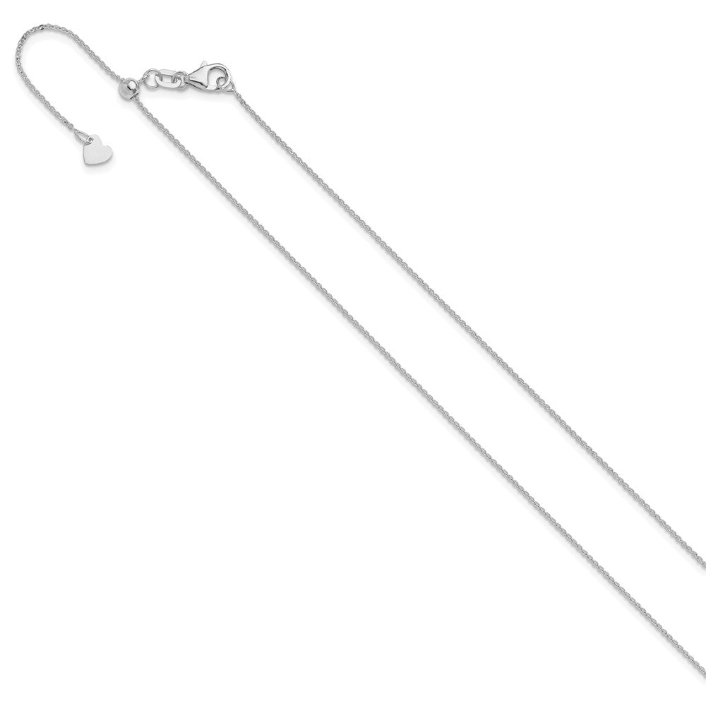 14K White Gold Adjustable 1.2mm Flat Cable Chain
