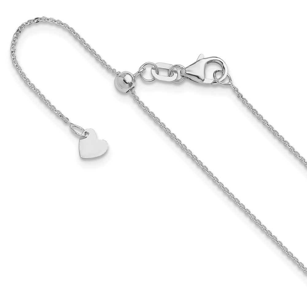 14K White Gold Adjustable 1.2mm Flat Cable Chain