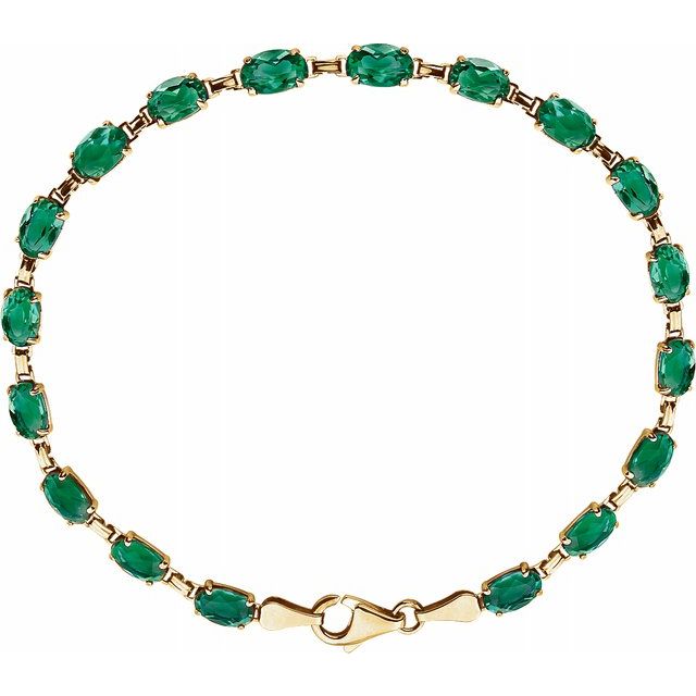 14K Yellow Lab-Grown Emerald 7.25" Bracelet 1