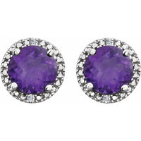 Sterling Silver Amethyst & .01 CTW Diamond Earrings 2