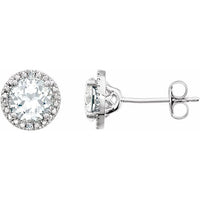 Sterling Silver Created White Sapphire & .01 CTW Diamond Earrings 1