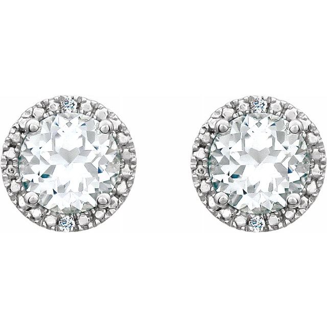 Sterling Silver Created White Sapphire & .01 CTW Diamond Earrings 2