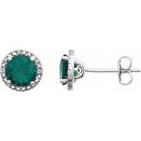 Sterling Silver Created Emerald & .01 CTW Diamond Earrings 1