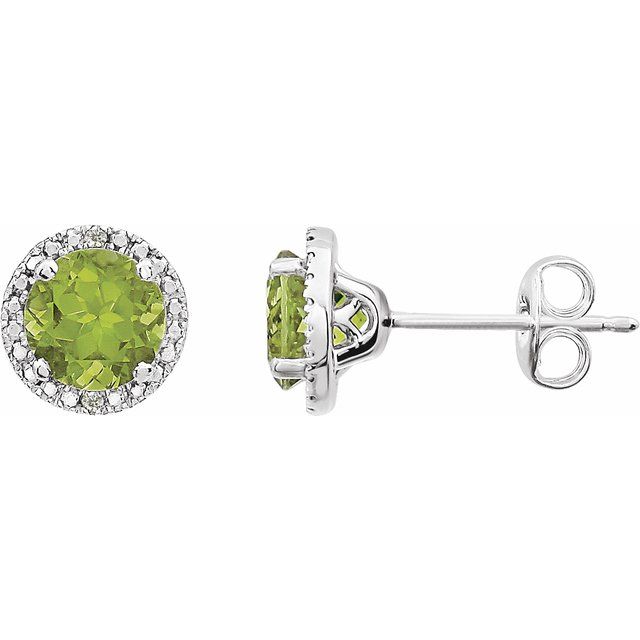 Sterling Silver Peridot & .01 CTW Diamond Earrings 1