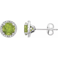 Sterling Silver Peridot & .01 CTW Diamond Earrings 1