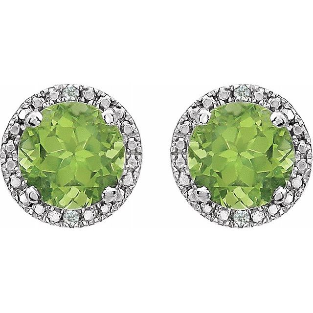 Sterling Silver Peridot & .01 CTW Diamond Earrings 2