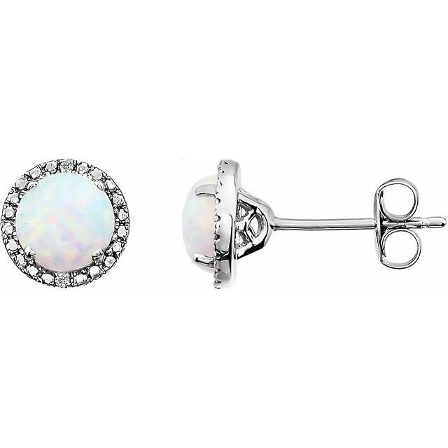 Sterling Silver Created Opal & .01 CTW Diamond Earrings 1