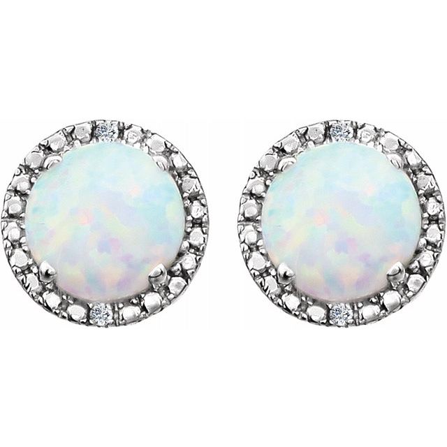 Sterling Silver Created Opal & .01 CTW Diamond Earrings 2