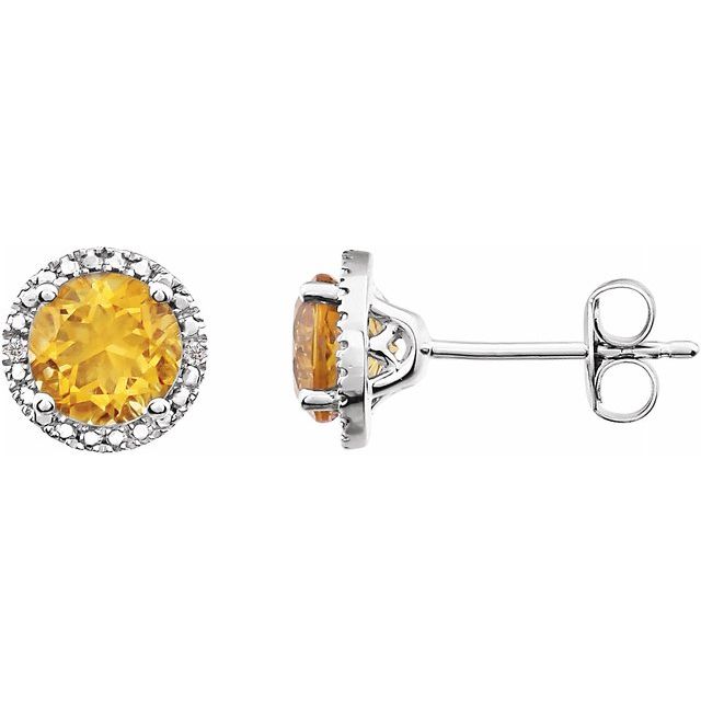 Sterling Silver Citrine & .01 CTW Diamond Earrings 1