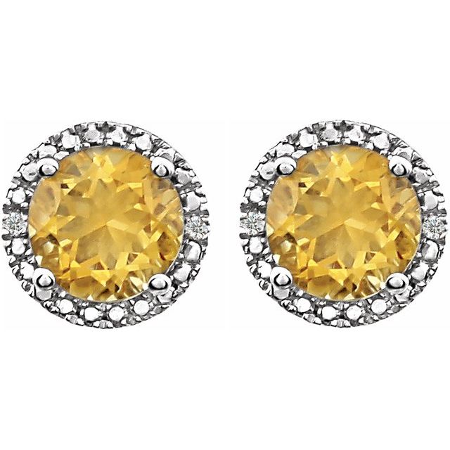 Sterling Silver Citrine & .01 CTW Diamond Earrings 2
