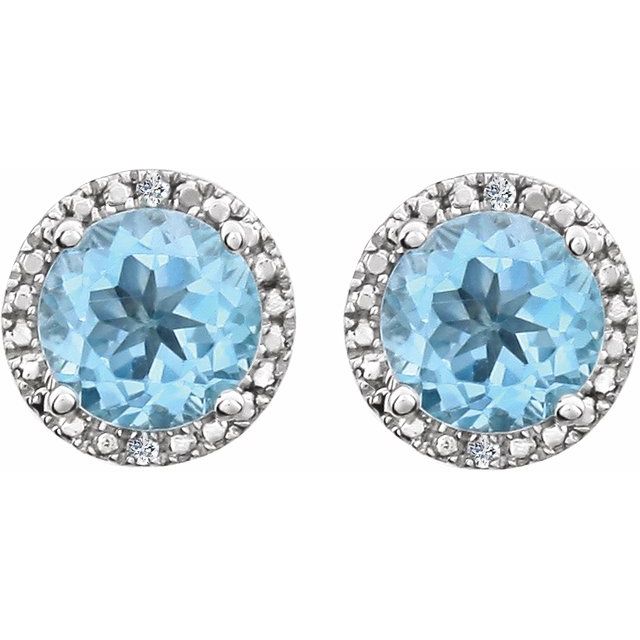 Sterling Silver Sky Blue Topaz & .01 CTW Diamond Earrings 2