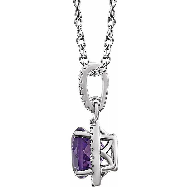 Sterling Silver Amethyst & .01 CTW Diamond 18" Necklace 2