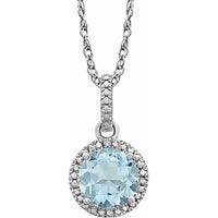 Sterling Silver Aquamarine & .01 CTW Diamond 18" Necklace 1