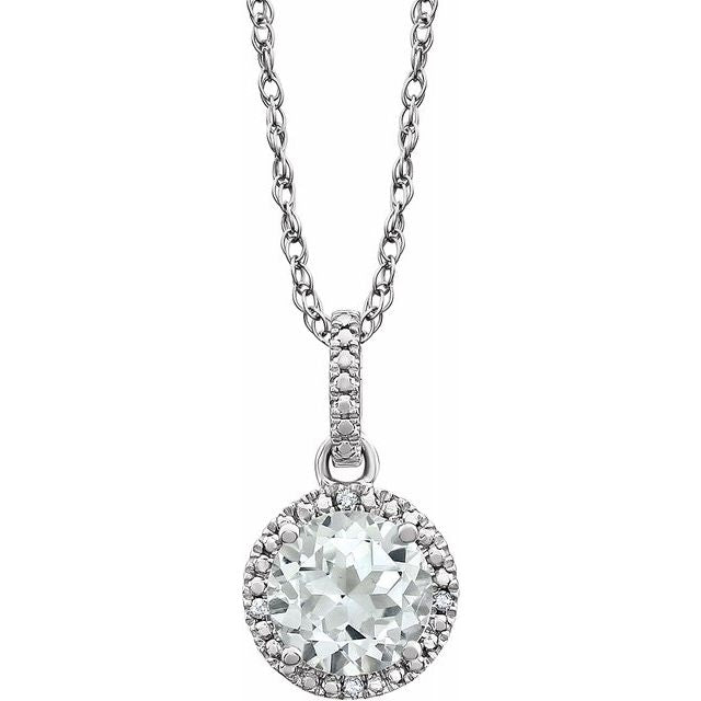 Sterling Silver Lab-Grown White Sapphire & .01 CTW Diamond 18" Necklace 1