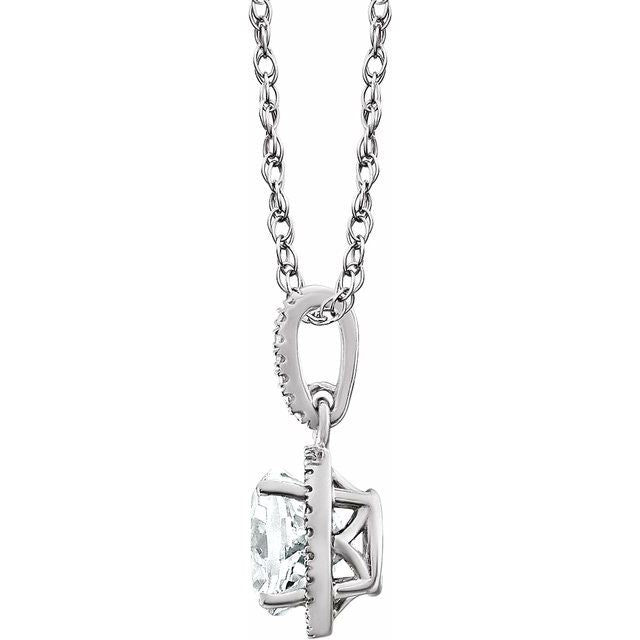 Sterling Silver Lab-Grown White Sapphire & .01 CTW Diamond 18" Necklace 2