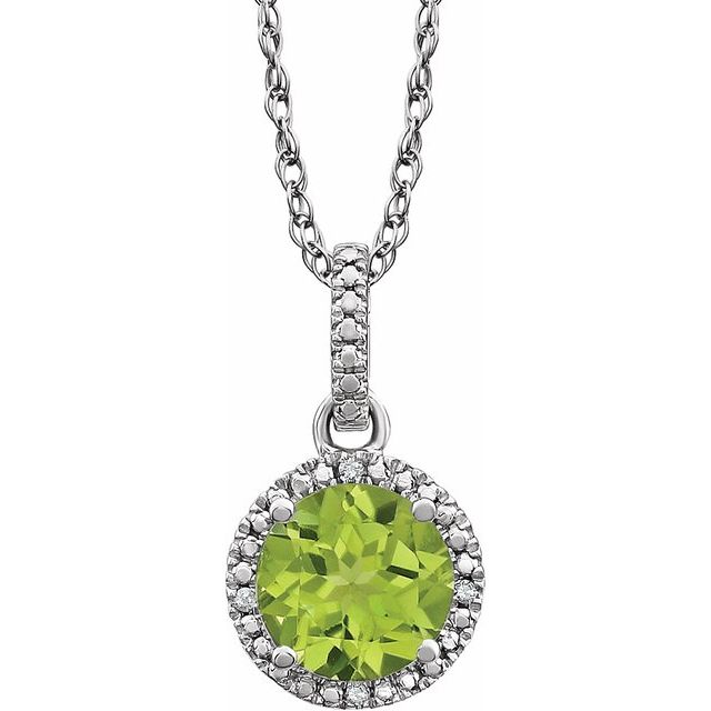 Sterling Silver Peridot & .01 CTW Diamond 18" Necklace 1