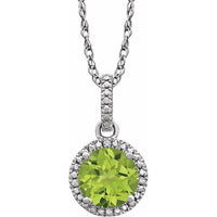 Sterling Silver Peridot & .01 CTW Diamond 18" Necklace 1
