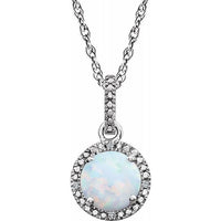 Sterling Silver Lab-Grown Opal & .01 CTW Diamond 18" Necklace 1