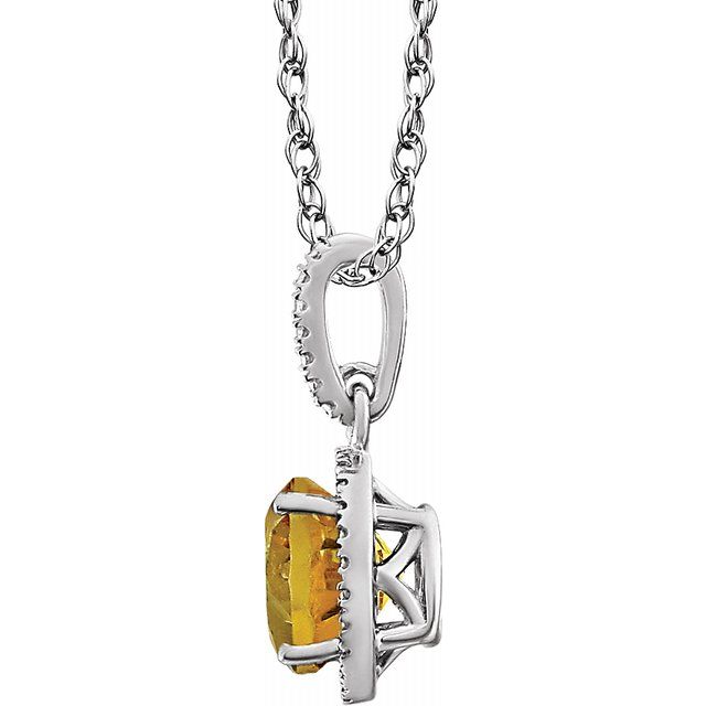 Sterling Silver Citrine & .01 CTW Diamond 18" Necklace 2