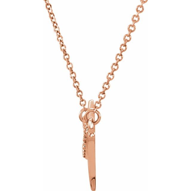 14K Rose 1/8 CTW Diamond Freeform Bar 18" Necklace 2