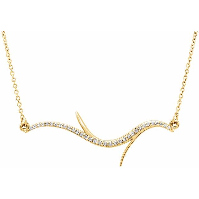 14K Yellow 1/8 CTW Diamond Freeform Bar 18" Necklace 1