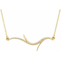 14K Yellow 1/8 CTW Diamond Freeform Bar 18" Necklace 1