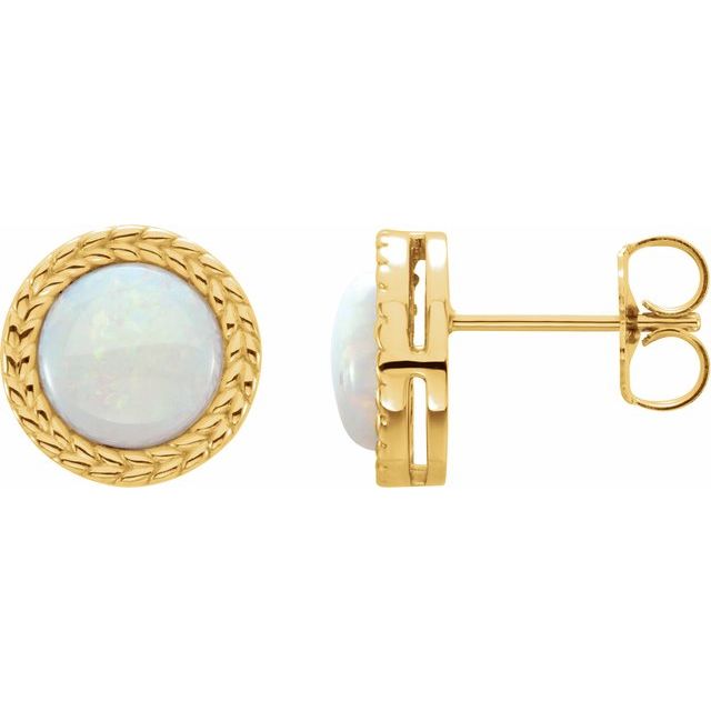 14K Yellow Opal Bezel-Set Leaf Earrings 1