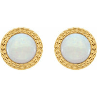14K Yellow Opal Bezel-Set Leaf Earrings 2