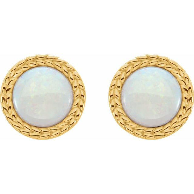 14K Yellow Opal Bezel-Set Leaf Earrings 2