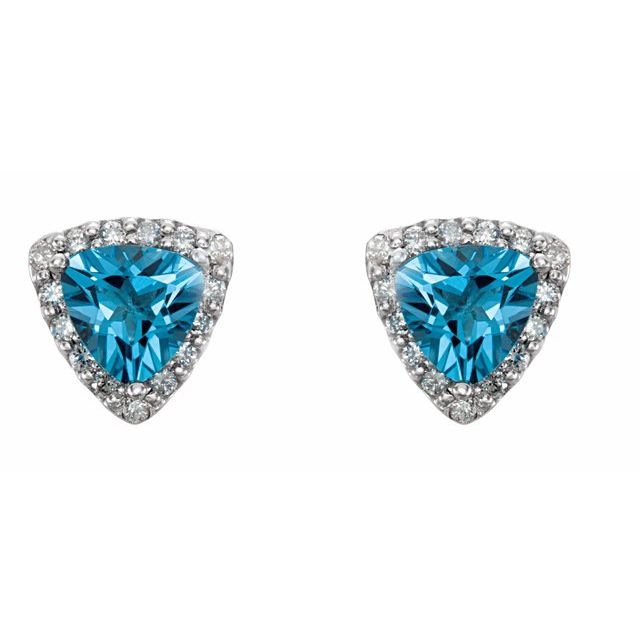 14K White Swiss Blue Topaz & .08 CTW Diamond Earrings 2