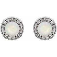 14K White Opal & 1/8 CTW Diamond Earrings 2