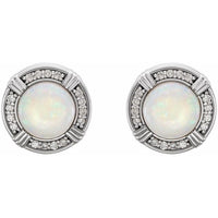 14K White Opal & 1/8 CTW Diamond Earrings 2