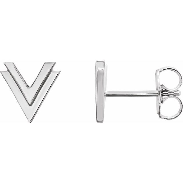 Sterling Silver 8 mm Double V Earrings 1