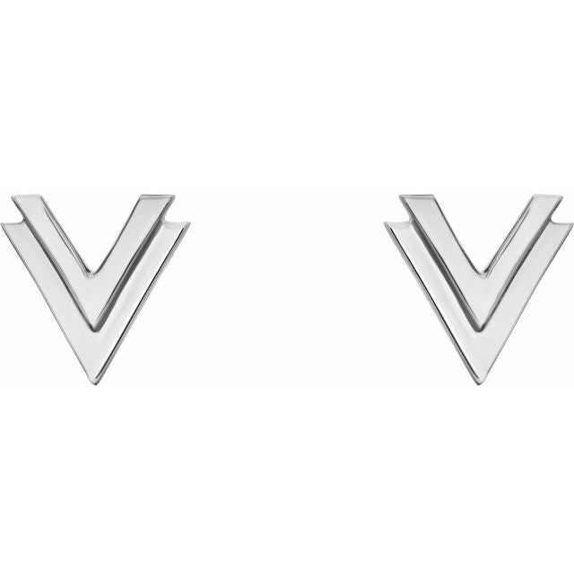 Sterling Silver 8 mm Double V Earrings 2