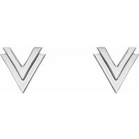 Sterling Silver 8 mm Double V Earrings 2