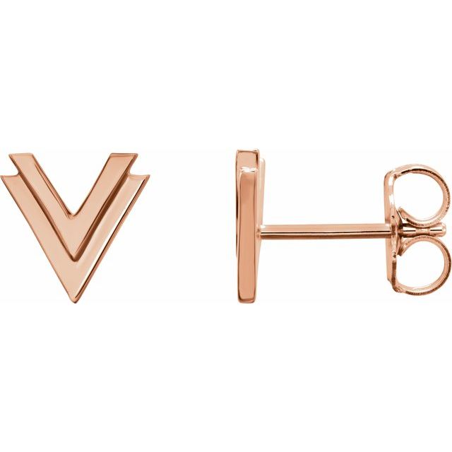 14K Rose 8 mm Double V Earrings 1