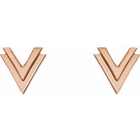 14K Rose 8 mm Double V Earrings 2