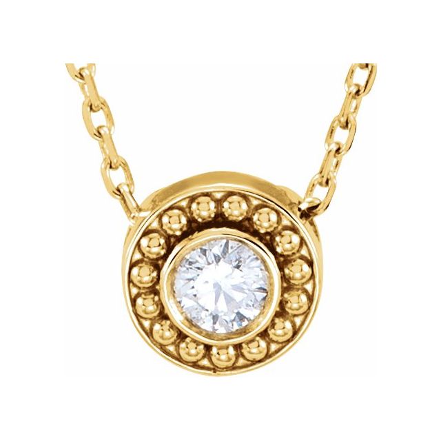 14K Yellow 1/10 CTW Diamond Beaded Slide 16" Necklace 1