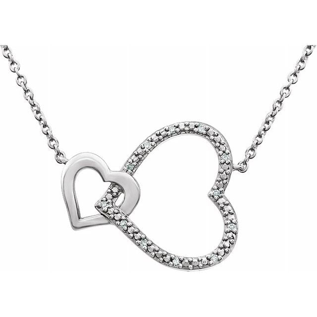 Sterling Silver .03 CTW Diamond Interlocking Heart 18" Necklace 1